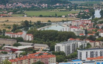 a view of a city with a river running through it